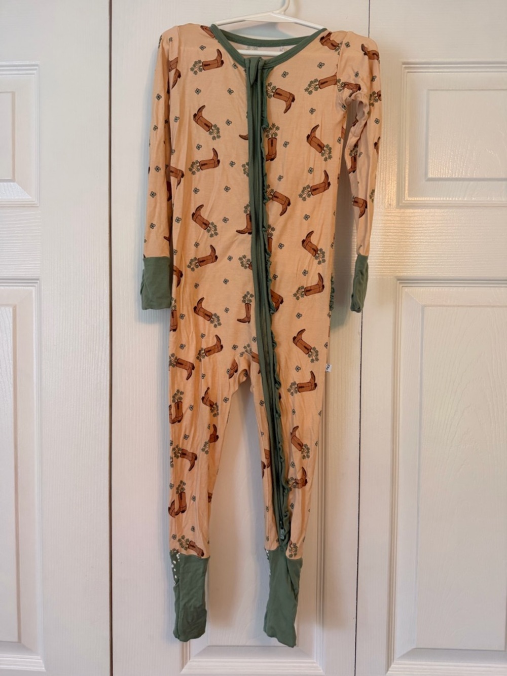 Laree + Co Bamboo One-Piece Zipper Romper Floral Cowgirl Boot Print